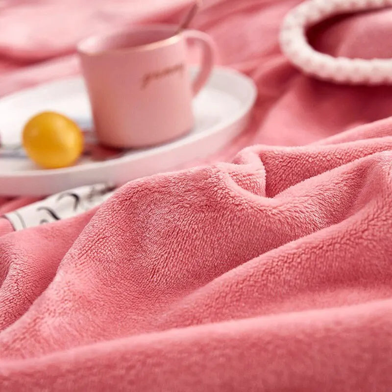 Soft Pink Plush Throw Blanket