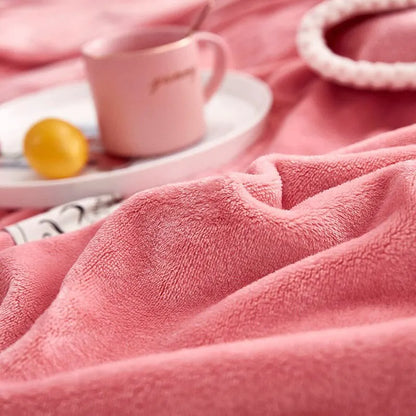 Soft Pink Plush Throw Blanket
