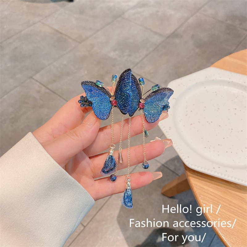 Colorful Butterfly Hairpin with Tassels