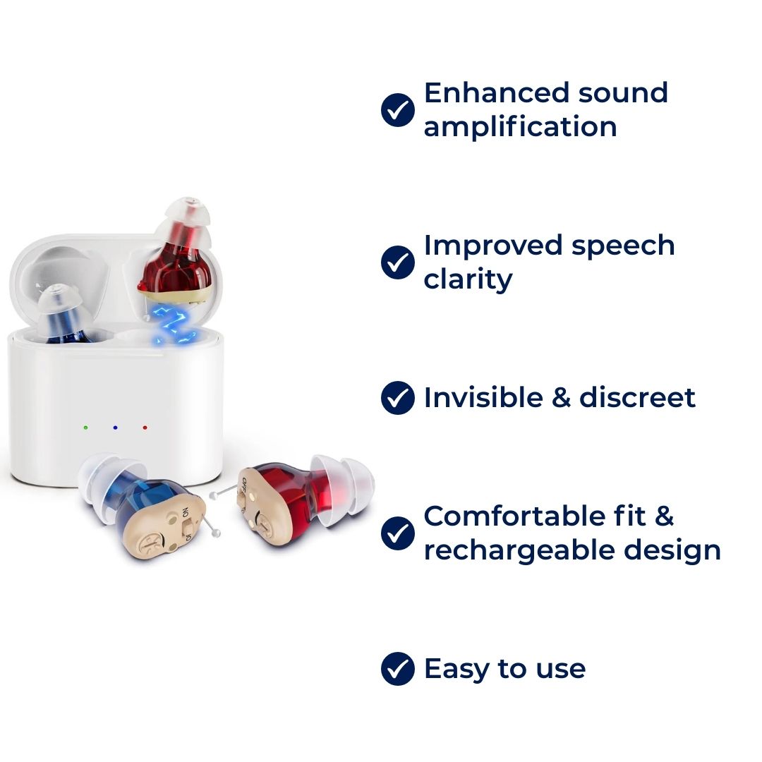 Compact Rechargeable Hearing Aids Pair