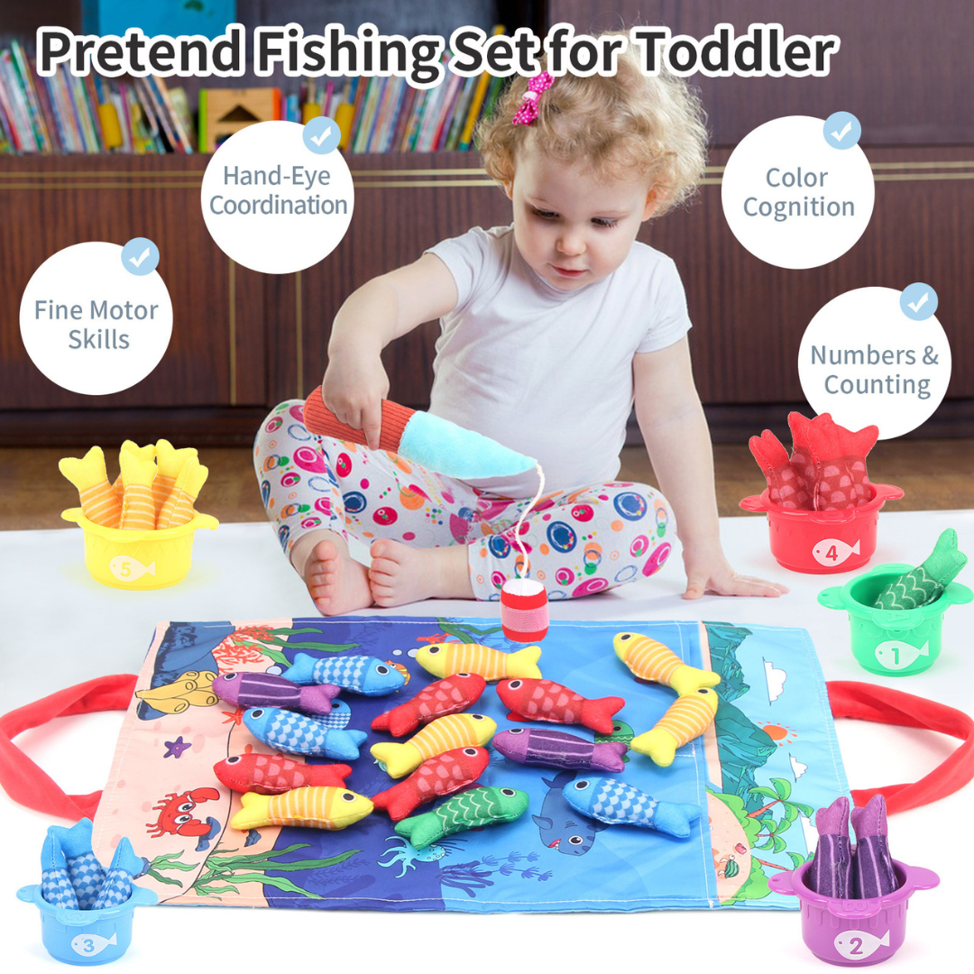 Colorful Kids Fishing Set Plush Toy