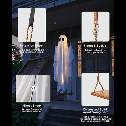 Spooky Hanging Ghost LED Halloween Decor