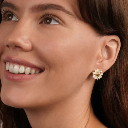 Elegant Gemstone Flower Stud Earrings