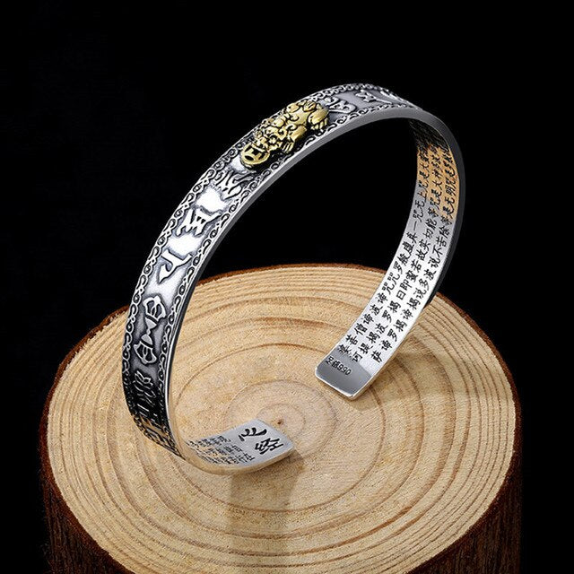 Lucky Chinese Pixiu Silver Charm Bracelet