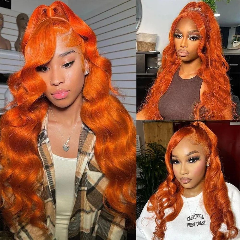 Curly Auburn Red Human Hair Lace Wig