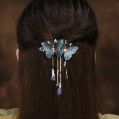 Colorful Butterfly Hairpin with Tassels