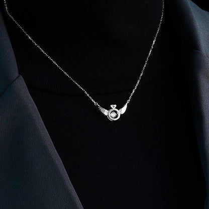 Sparkly Wing Crystal Pendant Necklace