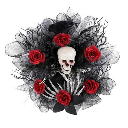 Spooky Red Skull Autumn Wreath Decoration