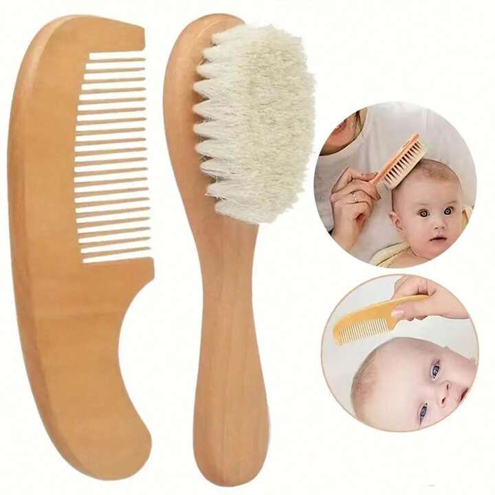 Gentle Baby Hair Brush Set with Wood Comb