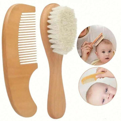 Gentle Baby Hair Brush Set with Wood Comb