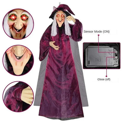 Spooky Halloween Witch Decoration with Lights and Sound