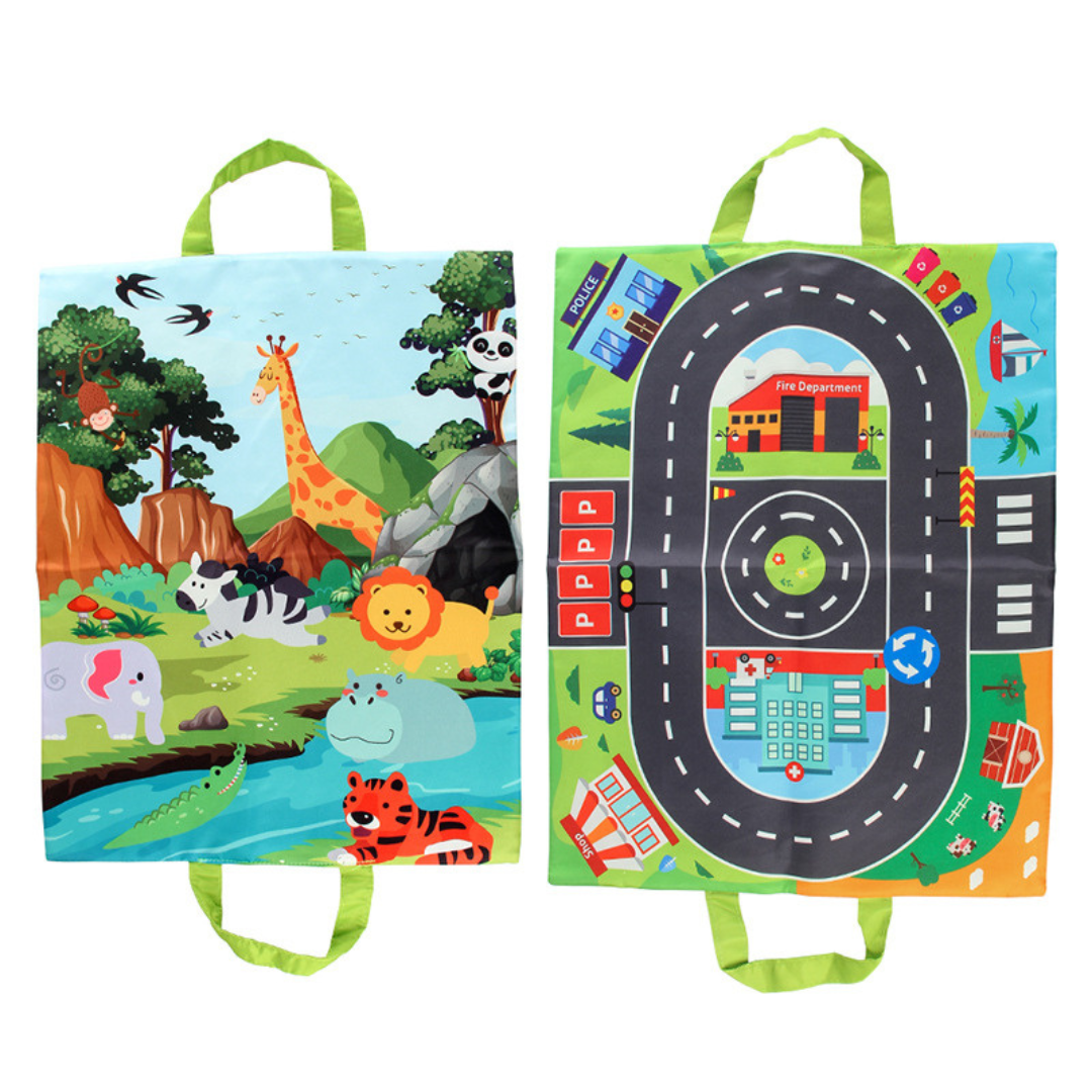 Portable Sensory Toy Car Playset with Storage Bag