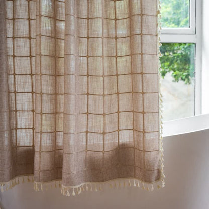 Soft Cotton Shower Curtain with Fringe Waterproof Bathroom Decor
