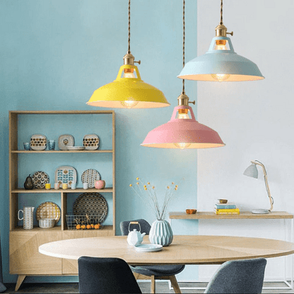 Retro Pastel Pendant Light - Chic Metal Glow