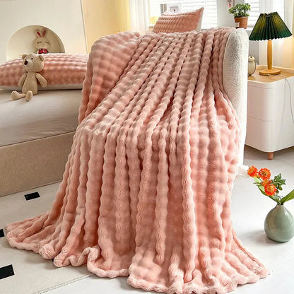 Soft Plush Bubble Fleece Throw Blanket