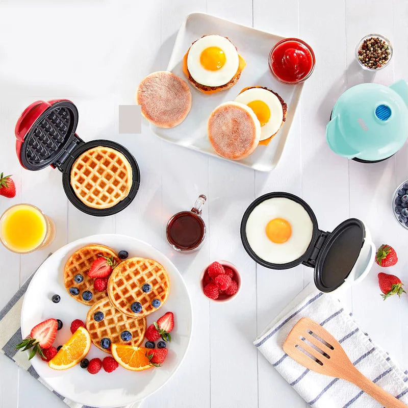 Compact Waffle Maker - Easy Fast Morning Breakfast