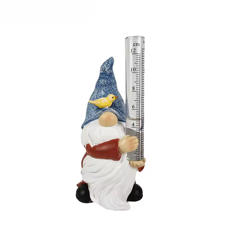 Colorful Gnome Yard Statue with Built-in Rain Gauge