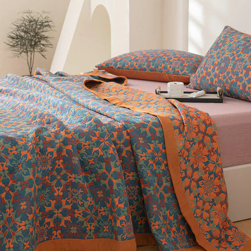 Colorful Patchwork Six Layer Cotton Bed Quilt