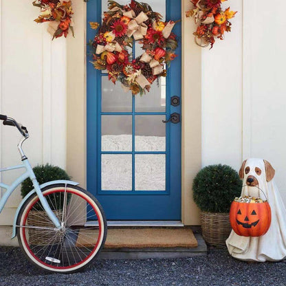 Adorable Dog Pumpkin Figurine Outdoor Decor