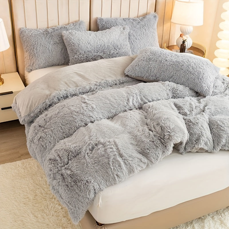 Cozy Soft Plush Duvet Cover Set with Zipper