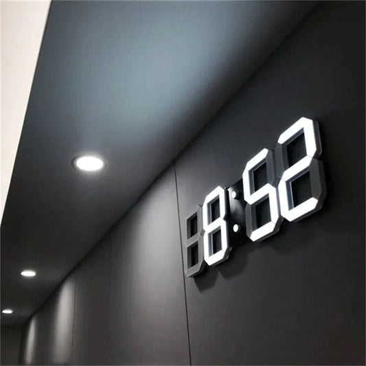 Stylish 3D LED Digital Wall Clock with Temp & Alarm - Befez
