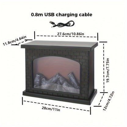 Warm Rectangular Electric Fireplace Lamp