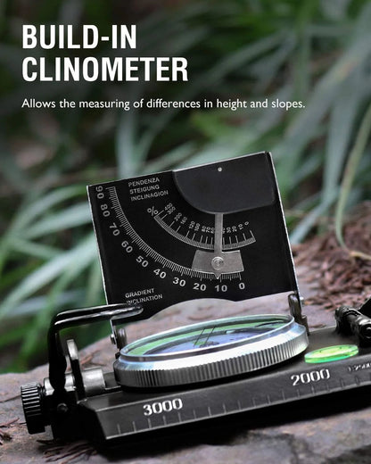 Tactical Compass Waterproof Aluminum Outdoor Navigation Tool