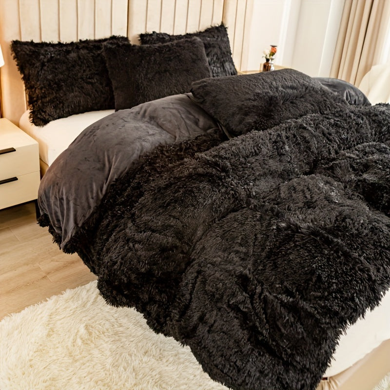 Cozy Soft Plush Duvet Cover Set with Zipper