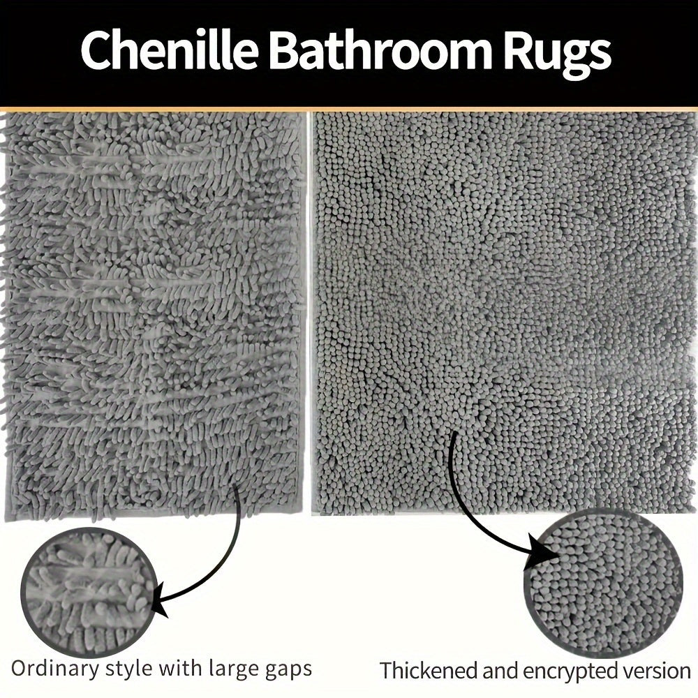 Plush Chenille Bathroom Mat - Soft & Non-Slip