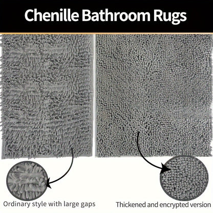 Plush Chenille Bathroom Mat - Soft & Non-Slip