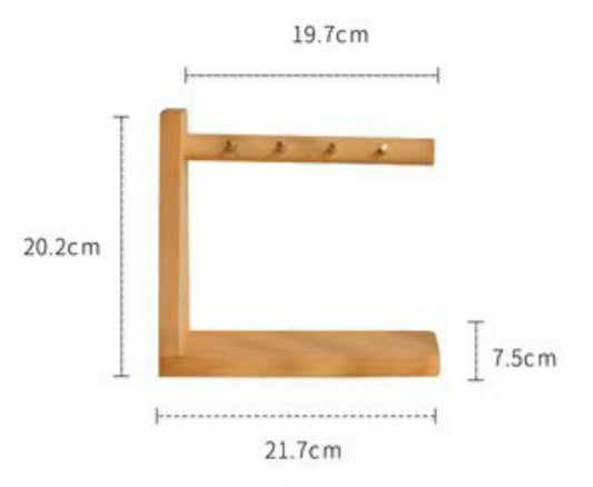 Wooden Key Holder with Hooks and Storage Tray - Befez
