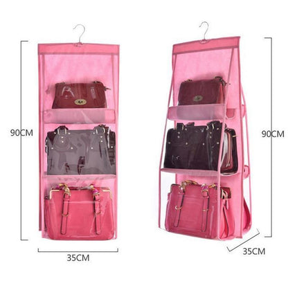 Befez | Overdoor Handbag Holder 6 Pocket Clear Closet Organizer
