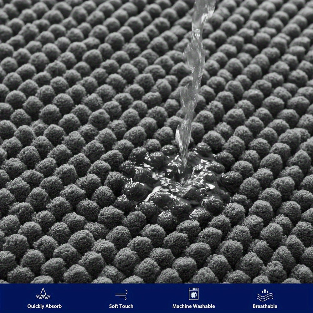 Plush Chenille Bathroom Mat - Soft & Non-Slip