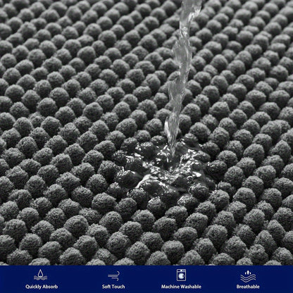 Plush Chenille Bathroom Mat - Soft & Non-Slip