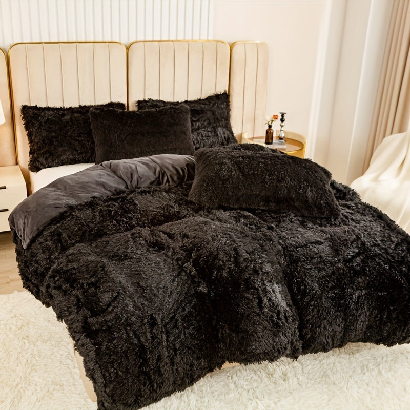Cozy Soft Plush Duvet Cover Set with Zipper