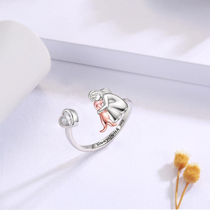 Personalized Heart Dog Ring with Sparkling Zirconia Stones