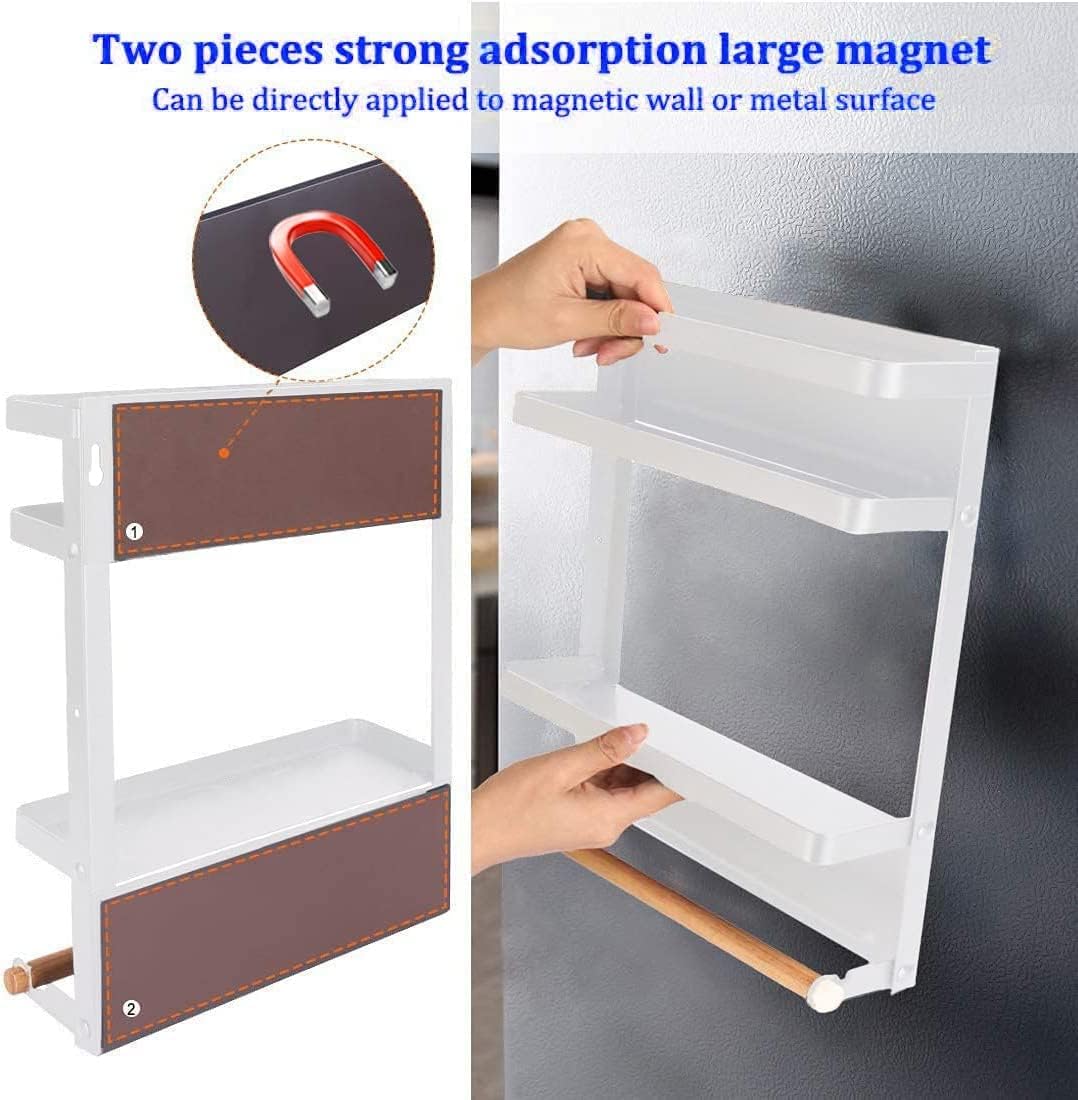 Space Saving Fridge Spice Organizer with Towel Holder