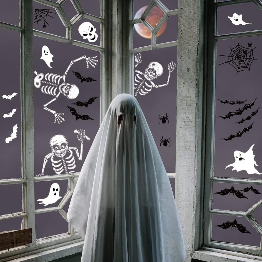 Spooky Halloween Window Stickers - 140PCS Removable Clings