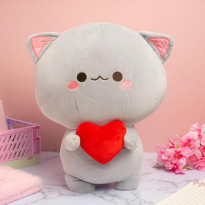 Cuddly Plush Cat Toy with Heart