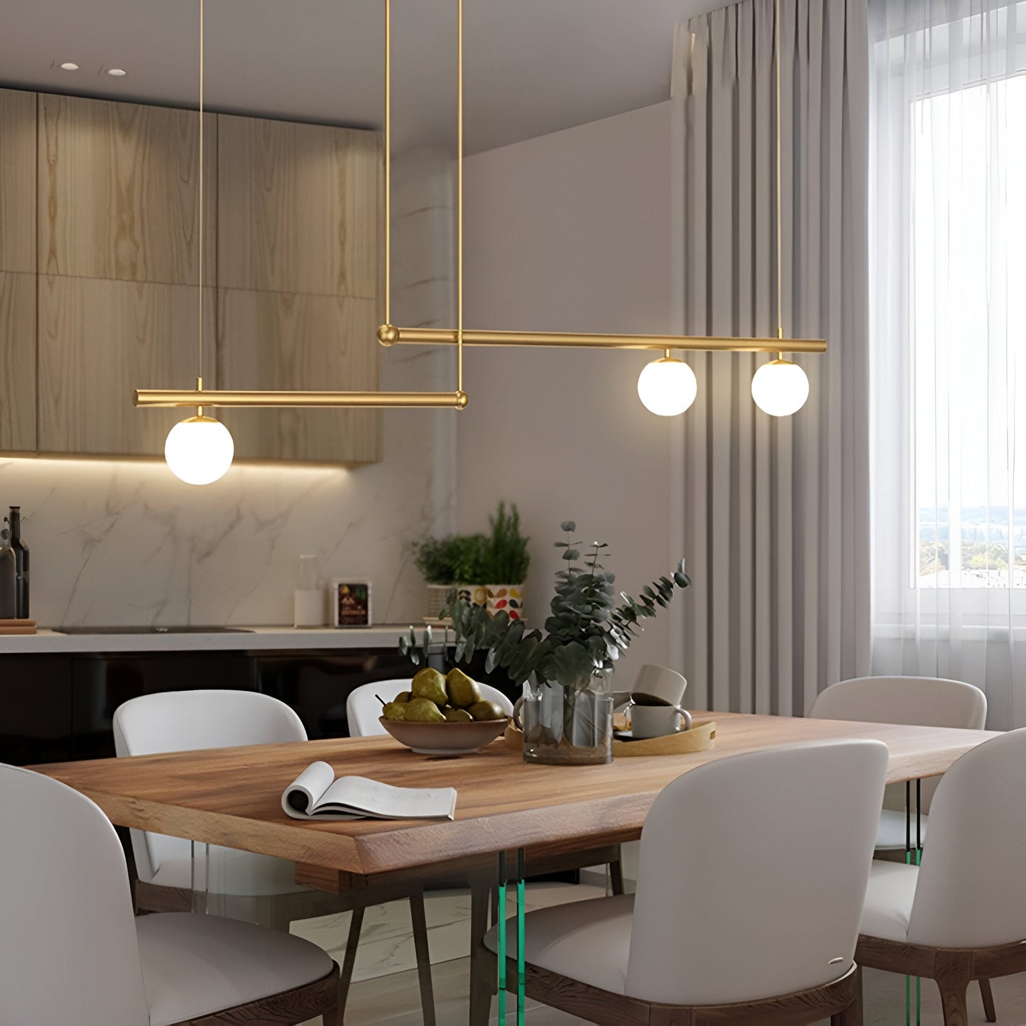 Modern Glass Linear Pendant Light