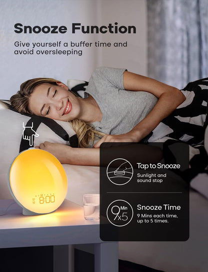 Smart Wake Up Light Alarm Clock with Sunrise Simulation