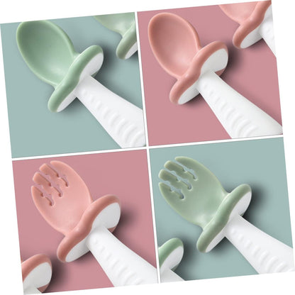 Soft Baby Utensil Set Silicone Spoon and Fork
