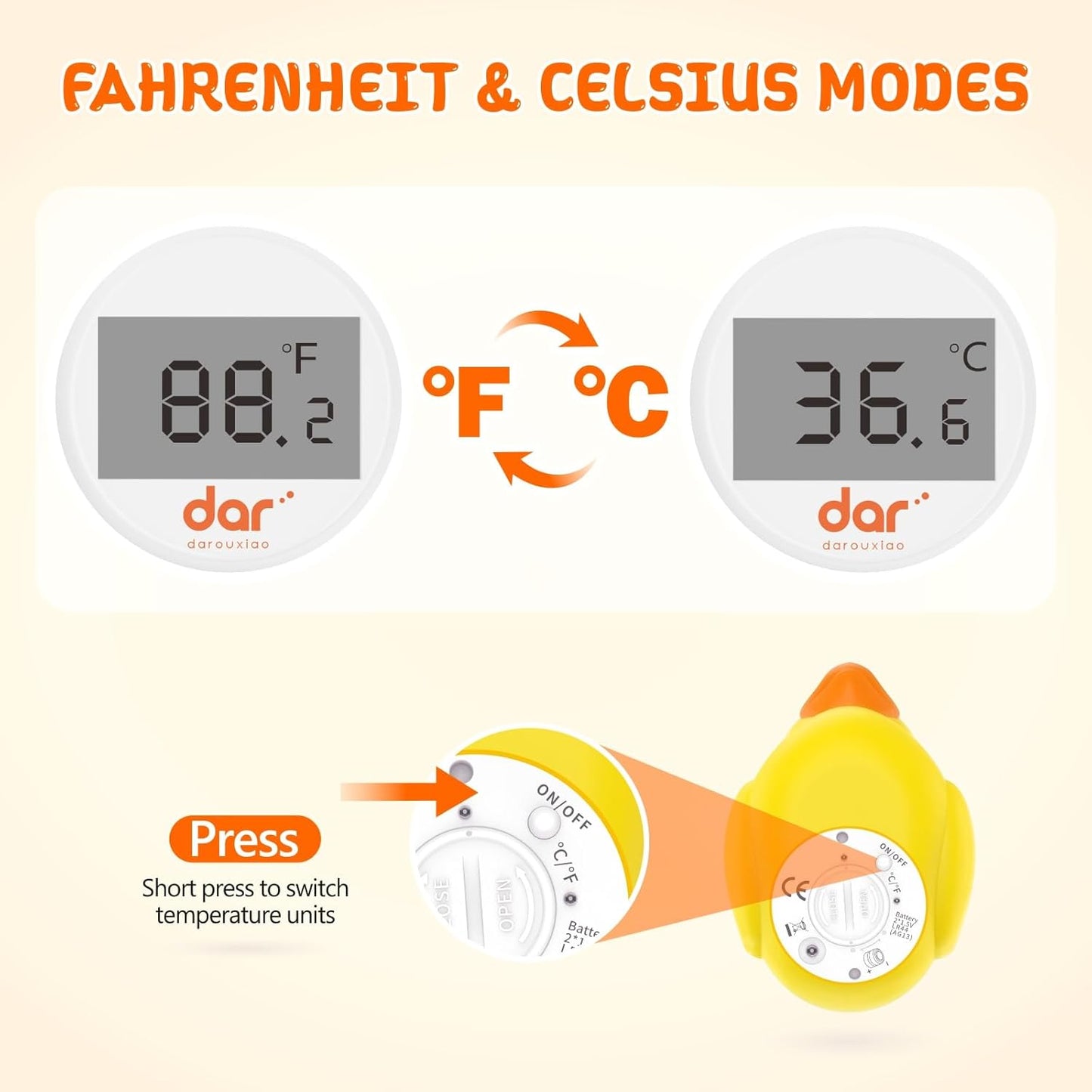 Accurate Digital Baby Bath Thermometer with Color Alert