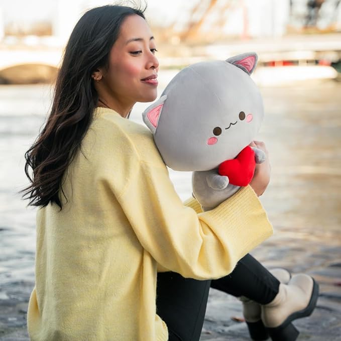 Cuddly Plush Cat Toy with Heart