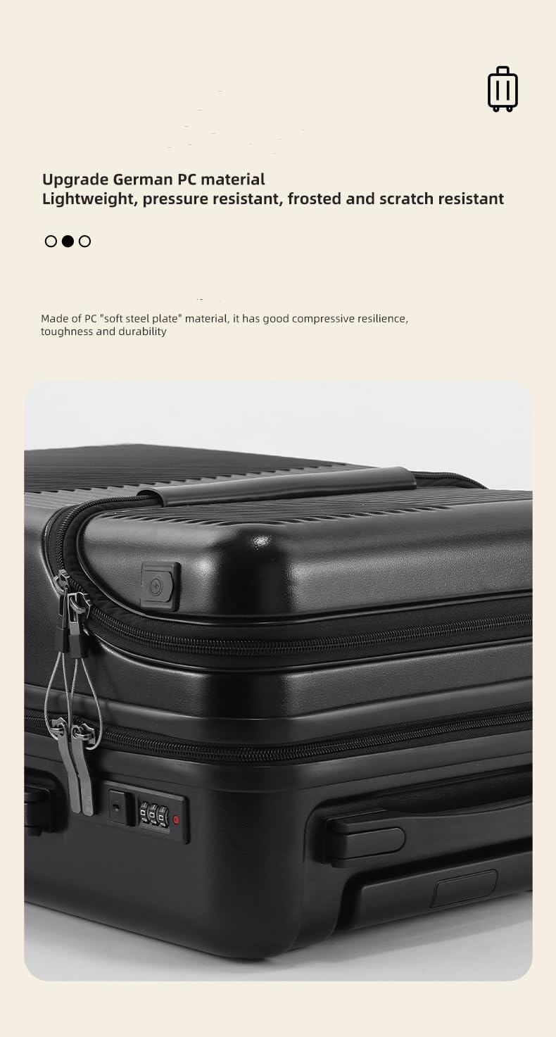 Durable Carry On Suitcase with USB Charger & Lock