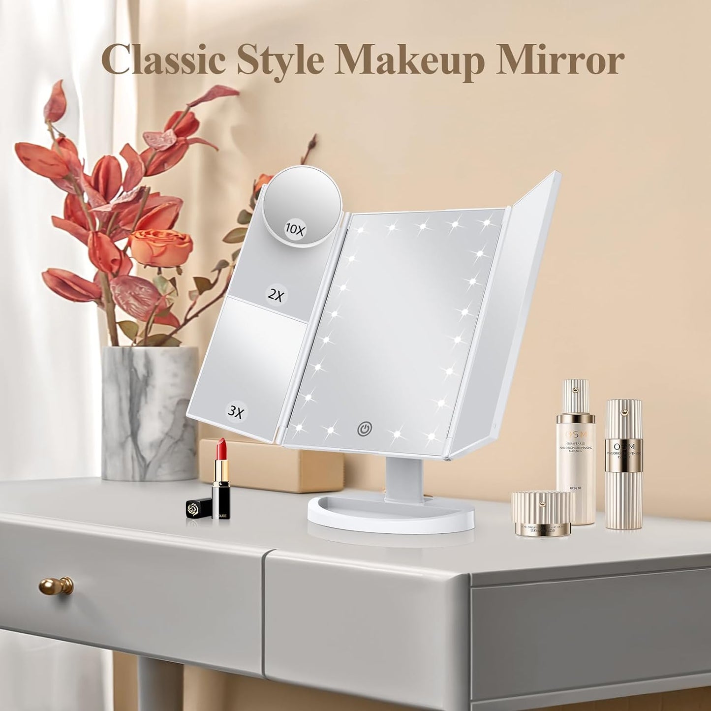 Portable LED Folding Vanity Mirror