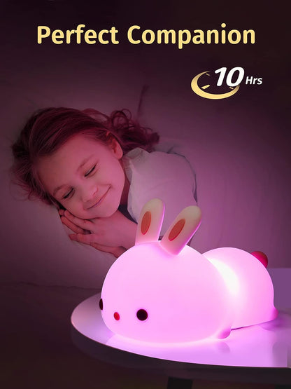 Cute Rabbit Plug in Night Light Color Changing LEDs
