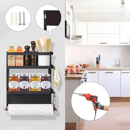 Space Saving Fridge Spice Organizer with Towel Holder