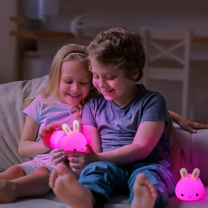 Cute Rabbit Plug in Night Light Color Changing LEDs
