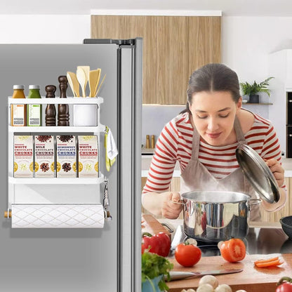 Space Saving Fridge Spice Organizer with Towel Holder
